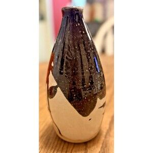 Studio Art Pottery Vase Narrow Neck Abstract Art Decor 8" Signed